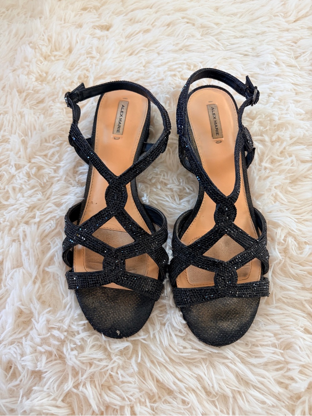 Alex Marie Black Beaded Strappy Heels